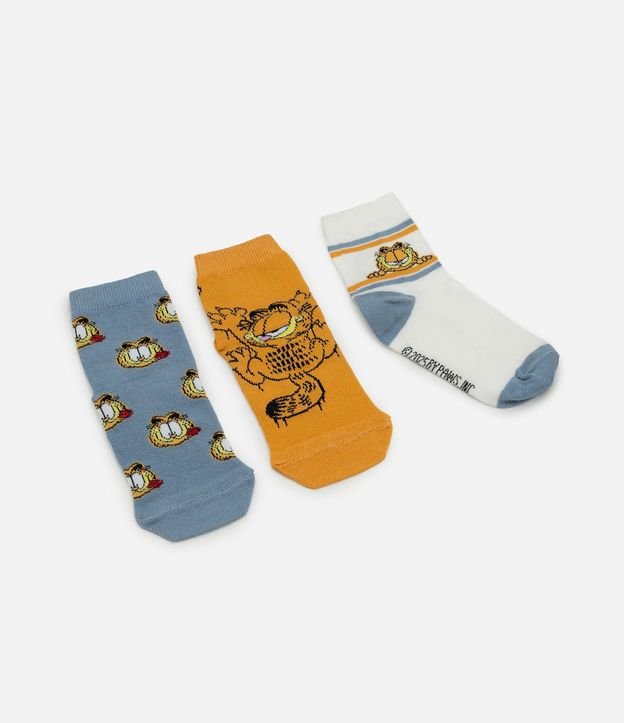 Kit 3 Pares de Media Infantil Cano Mediano con Estampa Garfield – Talle 19 a 38