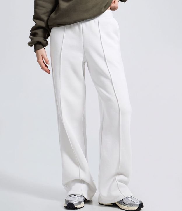 Pantalón Wide Leg en Algodón con Friso Delantero