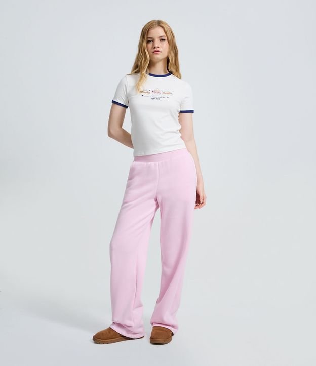 Pantalón Wide Leg en Algodón con Detalle Contrastante Lateral