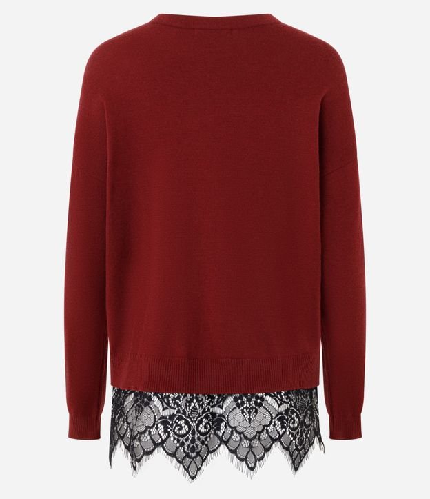 Blusa en Punto con Aplicación de Encaje en el Ruedo 7