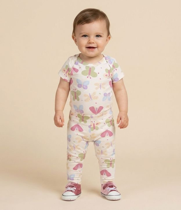 Body Infantil con Estampa de Fullprint Mariposas – Talle 0 a 18 Meses