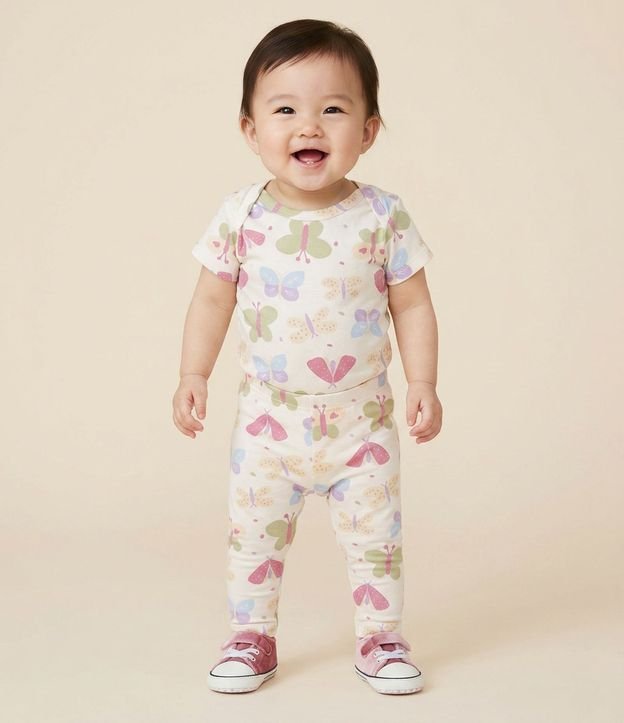 Pantalón Legging Infantil Mariposas Coloridas - Talle 0 a 18 Meses 1