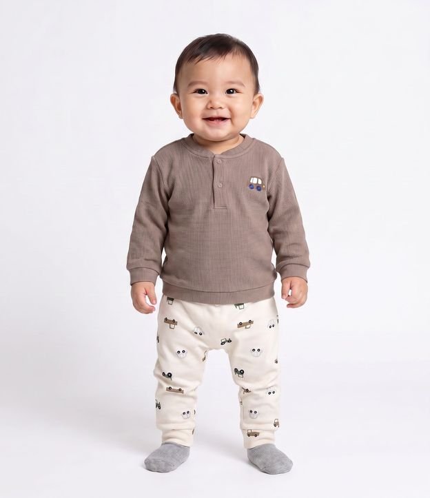 Conjunto Algodón Infantil con Estampa de Carritos - Talle 0 a 18 Meses 1