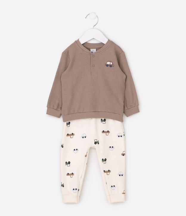 Conjunto Algodón Infantil con Estampa de Carritos - Talle 0 a 18 Meses 2