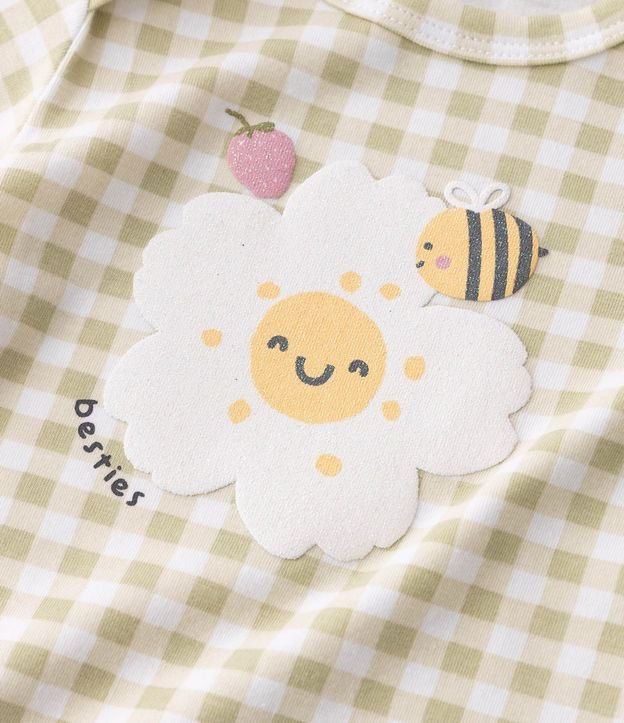 Body Bebé en Algodón con de Cuadros Vichy y Estampado Floral con Abeja- Talle RN a 18 meses 5