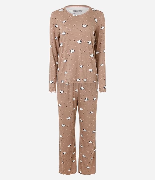 Pijama Larga con Estampa Floral de Snoopy
