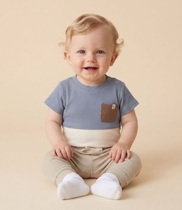 Body Bebé en Algodón Texturizado con Bolsillo – Talle 0 a 18 Meses