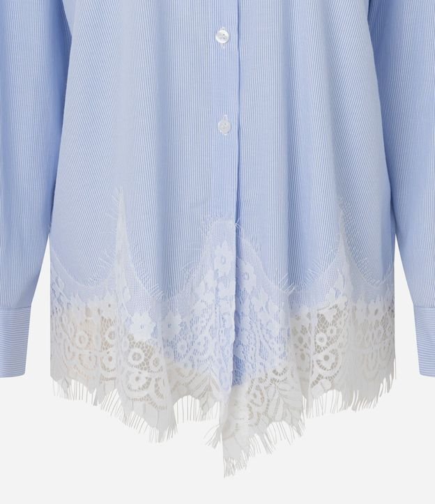 Camisa Oversize de Tricoline con Rayas y Detalle de Renda 6