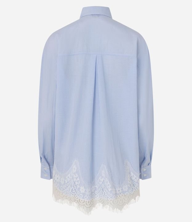 Camisa Oversize de Tricoline con Rayas y Detalle de Renda 7