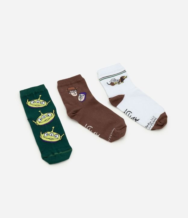 Kit 03 Medias Infantil Cano Mediano con Estampa de Toy Story – Talle 19 a 34