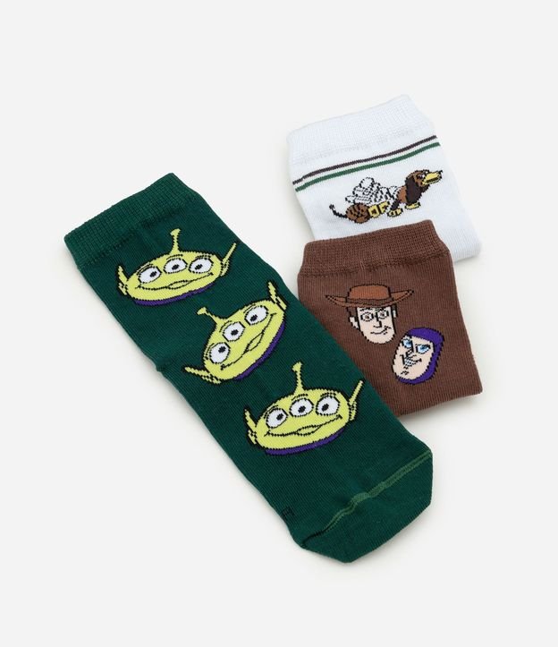 Kit 03 Medias Infantil Cano Mediano con Estampa de Toy Story – Talle 19 a 34 3