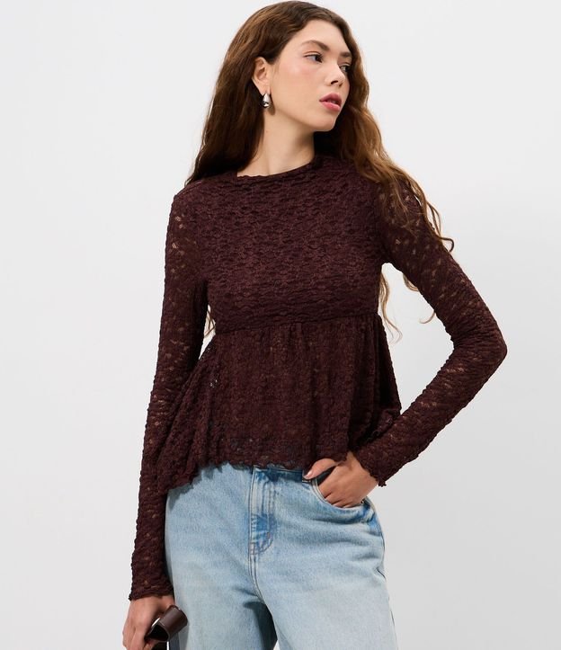 Blusa Peplum con Encaje Aplicado 3