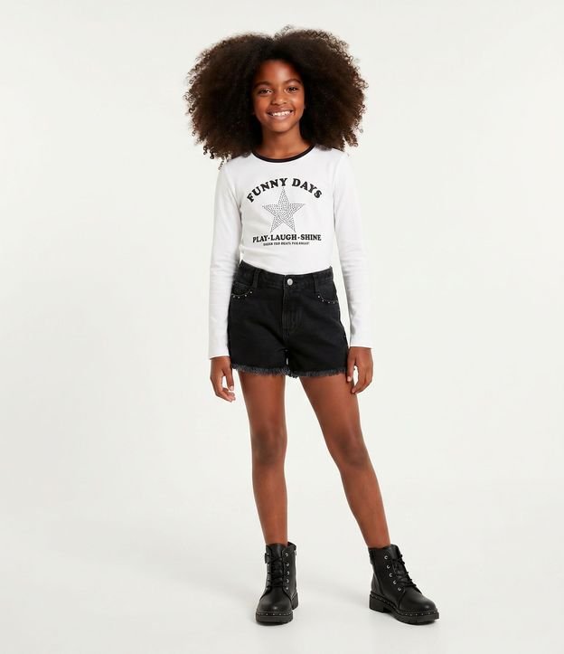 Remera Baby Look Infantil con Estrella Aplicada – Talle 5 a 14 años 1