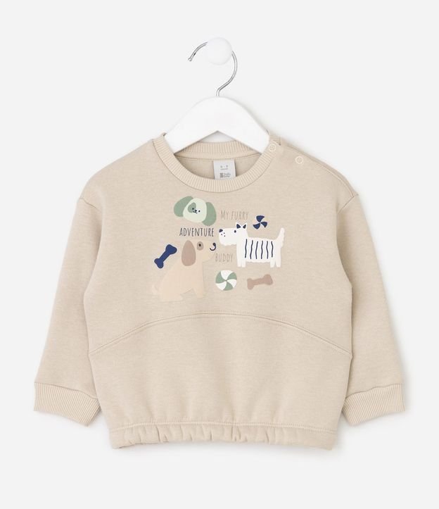 Buzo Bebé en Algodón con Felpa Estampada de Perro – Talle 0 a 18 Meses 2