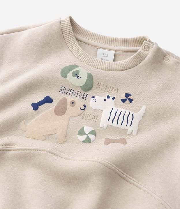 Buzo Bebé en Algodón con Felpa Estampada de Perro – Talle 0 a 18 Meses 5