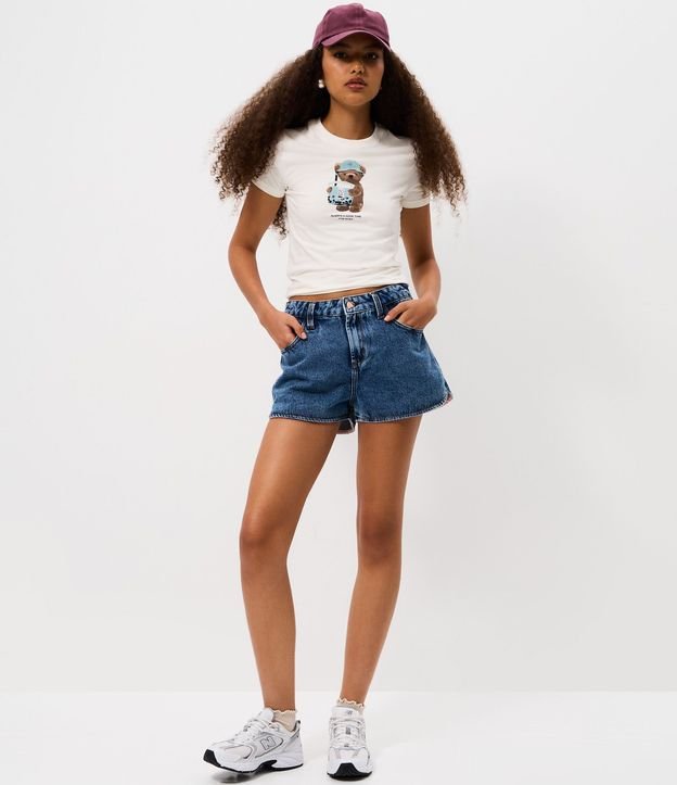 Remera en Cotton con Estampado de Oso 2