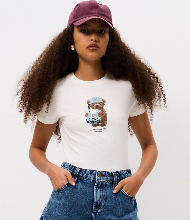 Remera en Cotton con Estampado de Oso 3