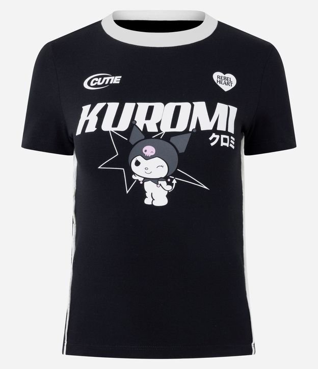 Remera en Algodón con Estampa de Kuromi y Detalle Contrastante 5