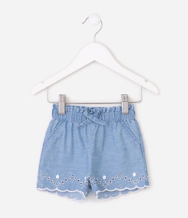 Short Jeans Infantil Bordado en el Bajo - Talle 3 a 18 Meses
