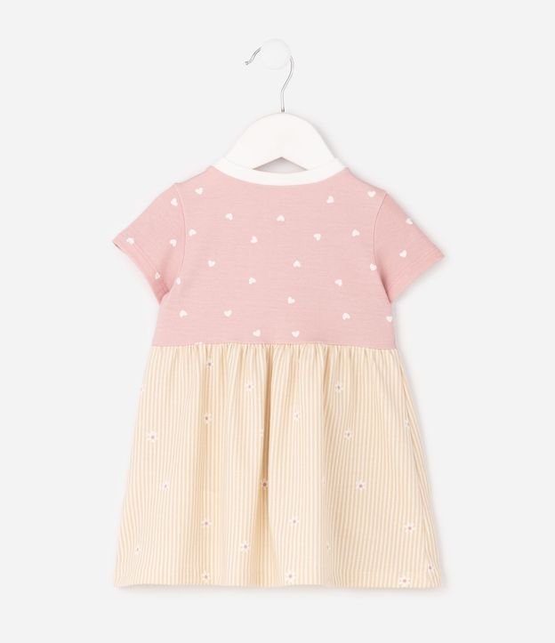 Vestido Infantil en Algodón con Estampado Corazones y Bolsos – Talle 0 a 18 Meses 3