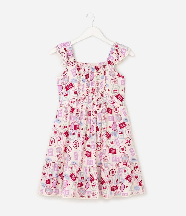 Vestido Infantil en Viscosa con Estampado y Volados - Talle 5 a 16 años 3