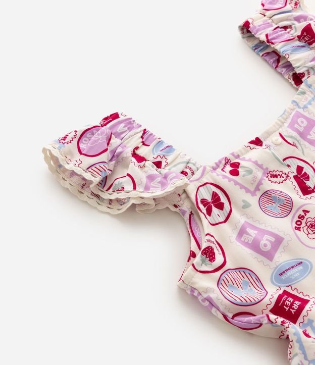 Vestido Infantil en Viscosa con Estampado y Volados - Talle 5 a 16 años 5