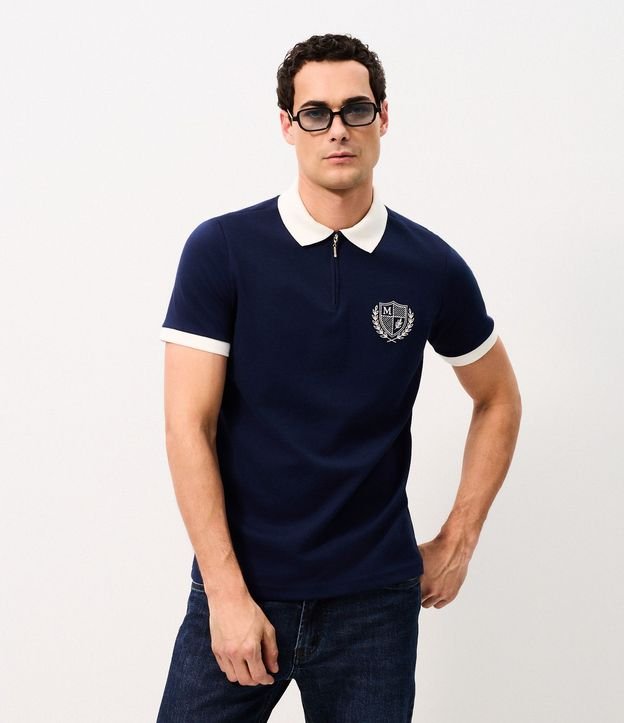 Polo Manga Corta Algodón Escudo Texturizado