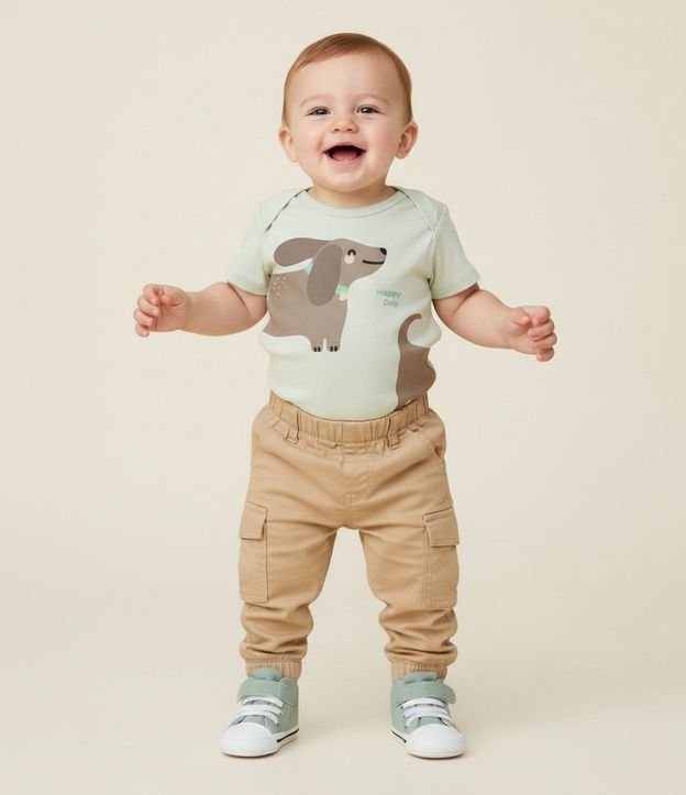 Body Bebé con Estampa de Perro y Lettering – Talle 0 a 18 Meses