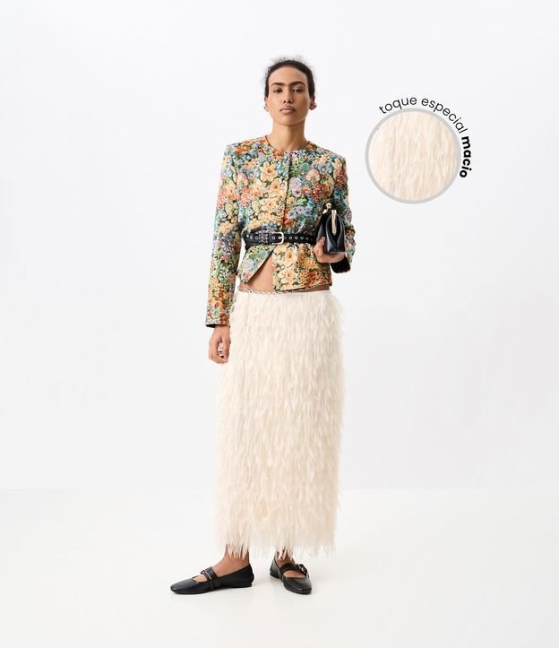Pollera Midi con Textura de Pelo Artificial