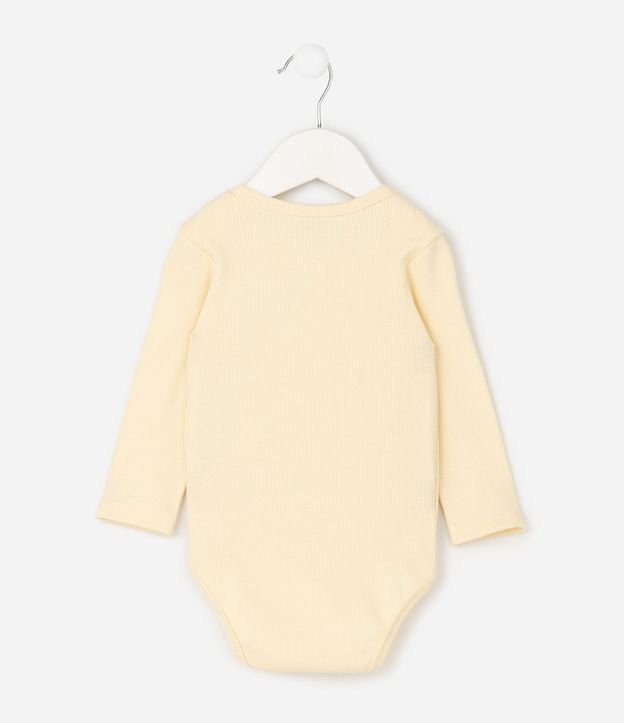 Body Infantil Canelado con Estampado de Pequeño Bolsillo Oso – Talle 0 a 18 Meses 2