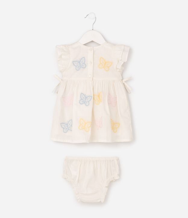 Vestido Infantil en Tricolina con Mariposas y Volados - Talle 0 a 18 Meses 3