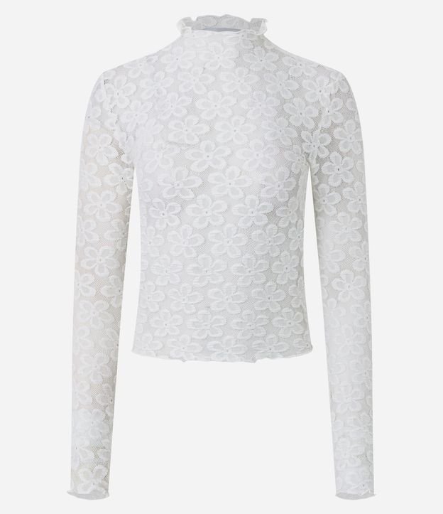 Blusa en Encaje Floral con Cuello Alto 5