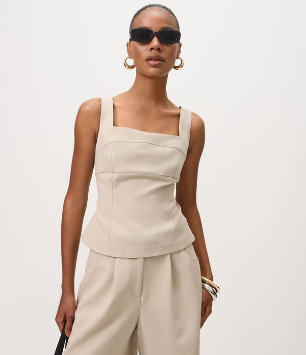 Blusa Sastrería con Bretel Ancho y Escote Cuadrado