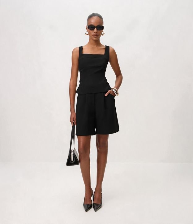 Blusa Sastrería con Bretel Ancho y Escote Cuadrado