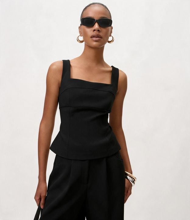 Blusa Sastrería con Bretel Ancho y Escote Cuadrado 3