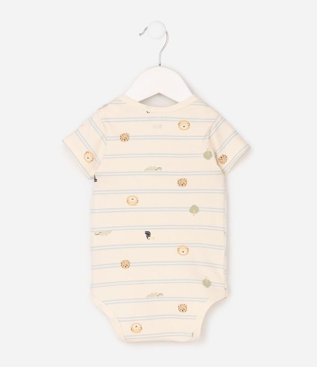 Body Bebê Listrado con Estampado Íconos Fauna – Talle 0 a 18 Meses 3