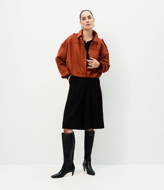 Campera Bomber Gamuza con Cuello Clásica 2