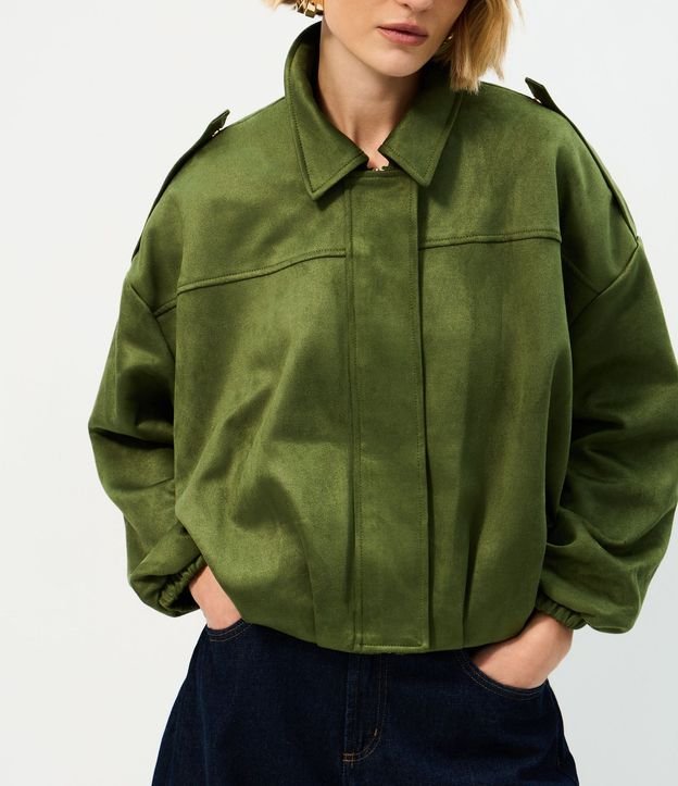 Campera Bomber Gamuza con Cuello Clásica 4