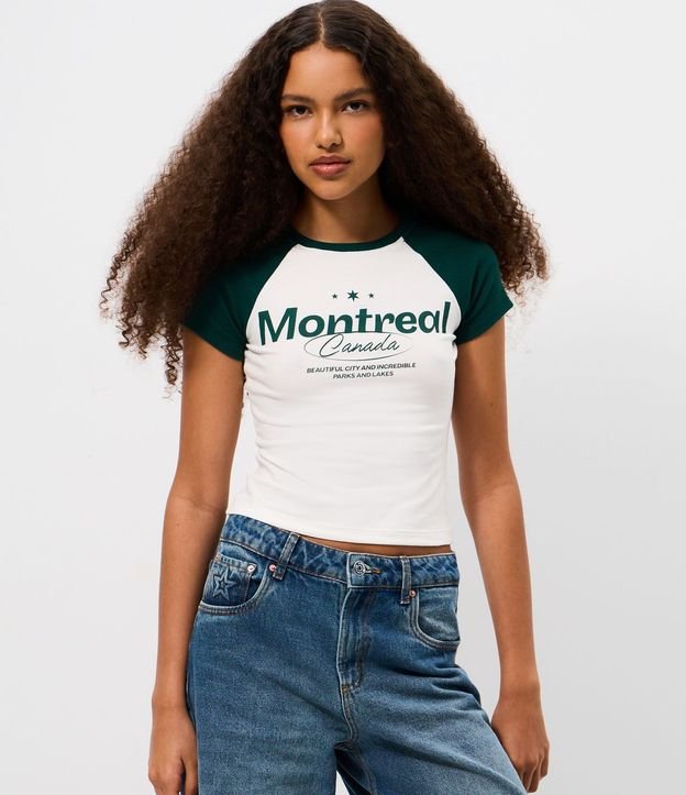 Remera en Algodón con Lettering Montreal y Sisa Raglán 3