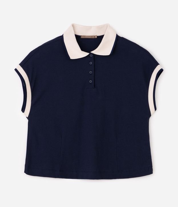 Blusa Boxy en Malla Piquet con Cuello Polo Curve & Plus Size 4