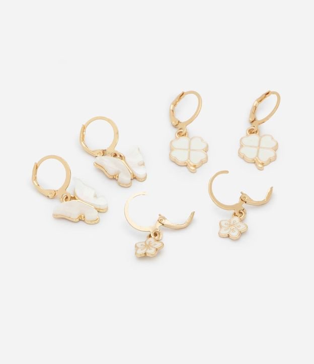 Kit 03 caravanas Infantil con Colgantes Mariposa Trevo y Flor – Talle U 2