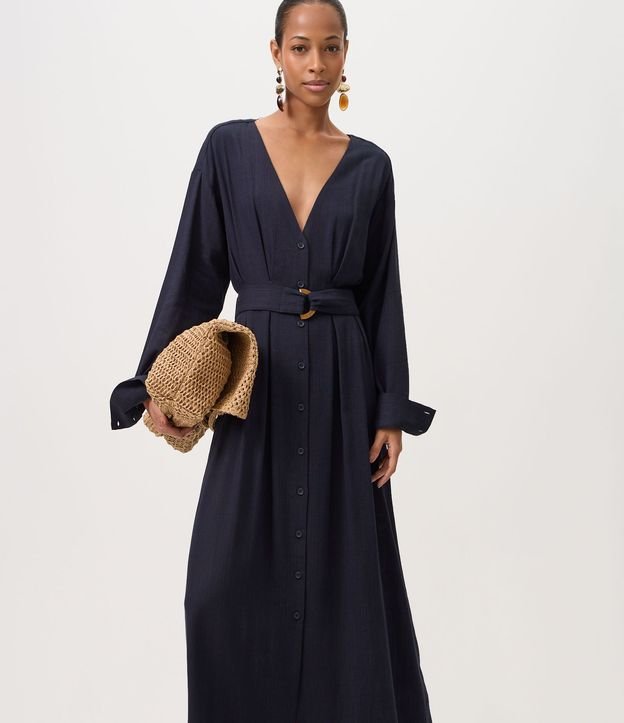 Vestido Chemise en Viscolino con Cinturón