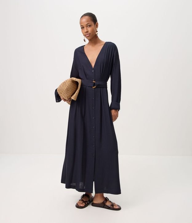 Vestido Chemise en Viscolino con Cinturón 2