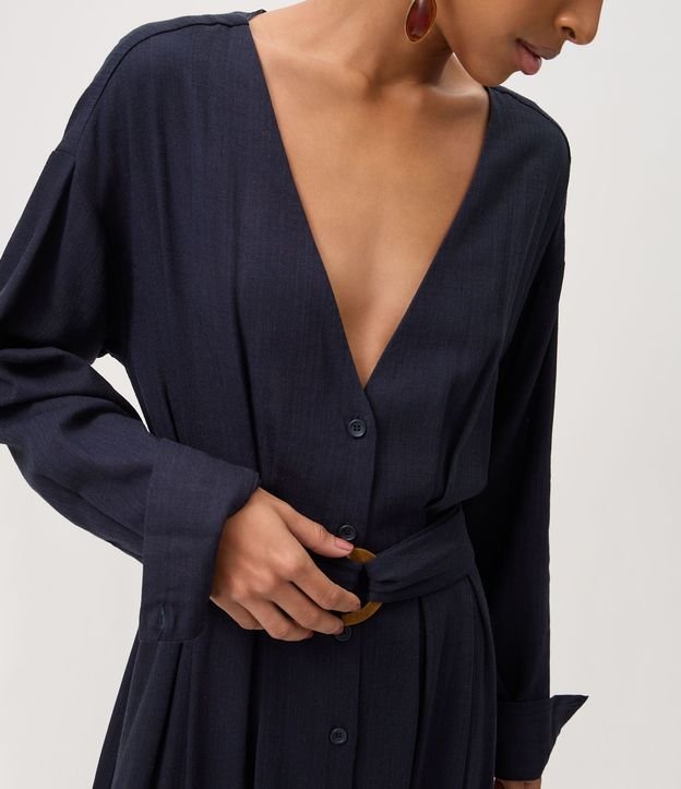 Vestido Chemise en Viscolino con Cinturón 3