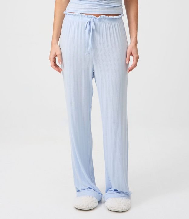 Pantalón de Pijama en Rib con Fru Fru en la  Cintura 2