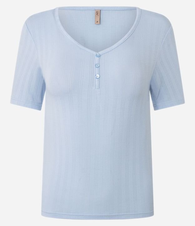 Blusa de Pijama en Rib con Escote V y Botones 5