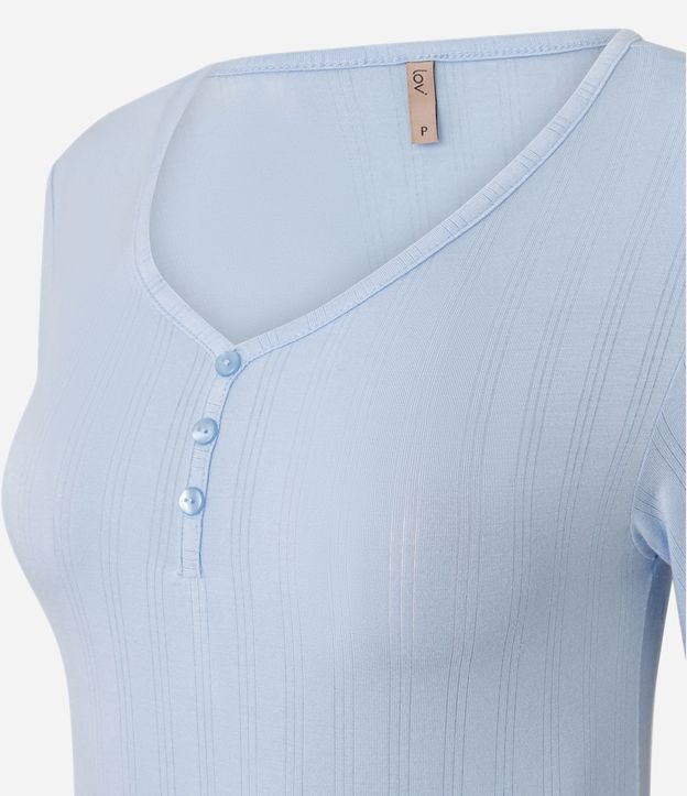 Blusa de Pijama en Rib con Escote V y Botones 6