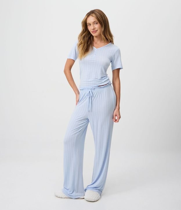 Blusa de Pijama en Rib con Escote V y Botones 2