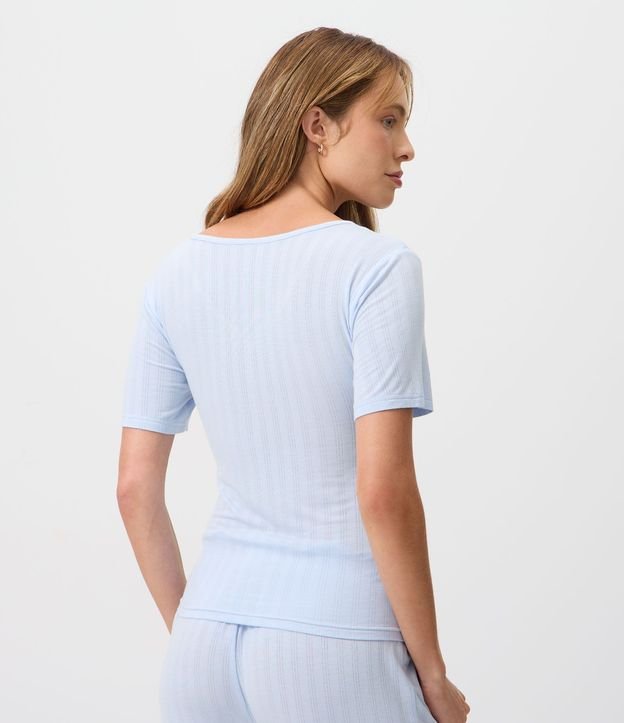 Blusa de Pijama en Rib con Escote V y Botones 4