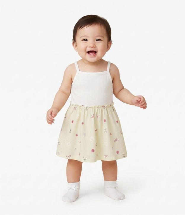 Vestido Infantil en Rib con Moña - Talle 0 a 18 Meses